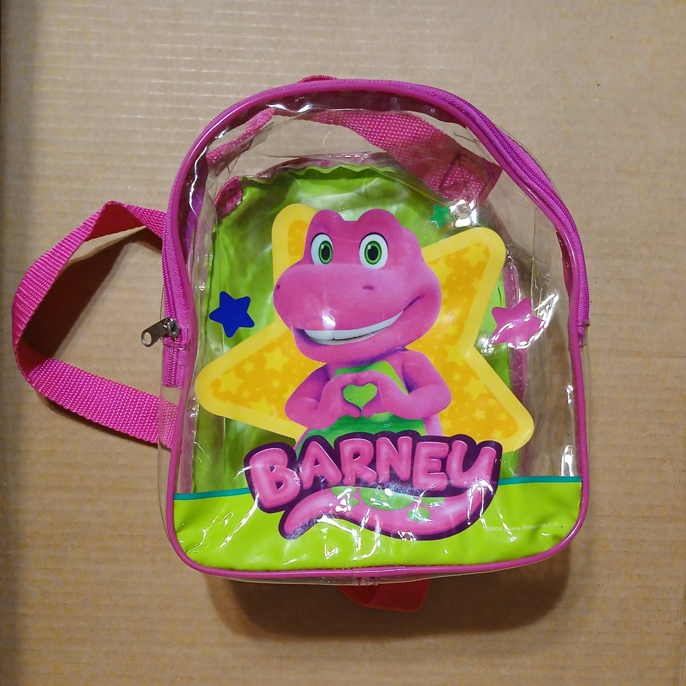 Barney Clear Backpack Purple star cartoon kids school